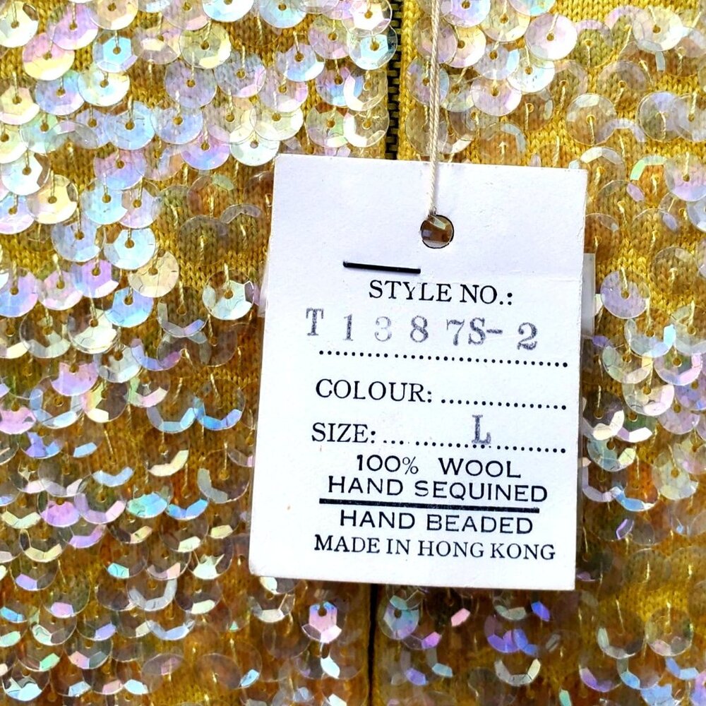 60s Sequin Beaded Yellow Skirt Set XL NWT Cleopatra Movie Inspired Hong Kong - Picture 11 of 16